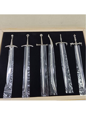 6pc Fantasy Letter Opener Set Dragon Medieval Style Display Box